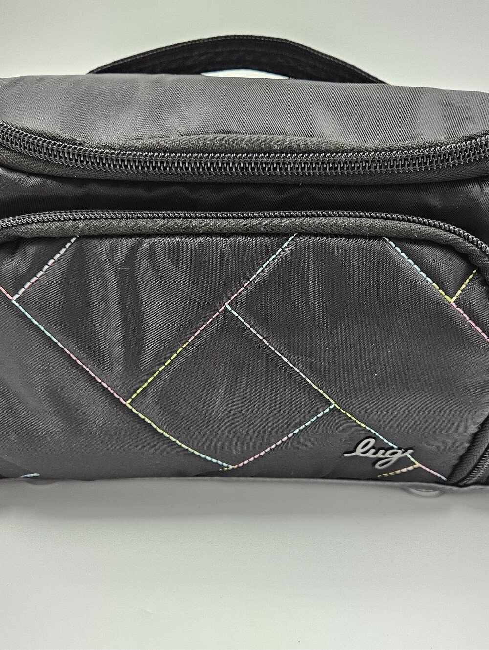 Lug Trolley Cosmetic Case Black Icepop Stitch Used